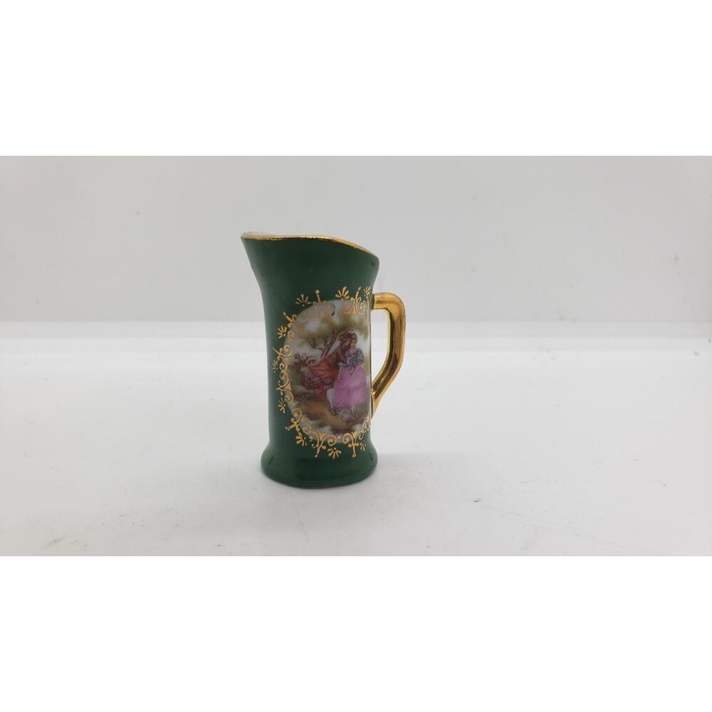 Vintage Limoges Miniature Pitcher Porcelain with 24k Gold Trim Courting Couple - Picture 2 of 10